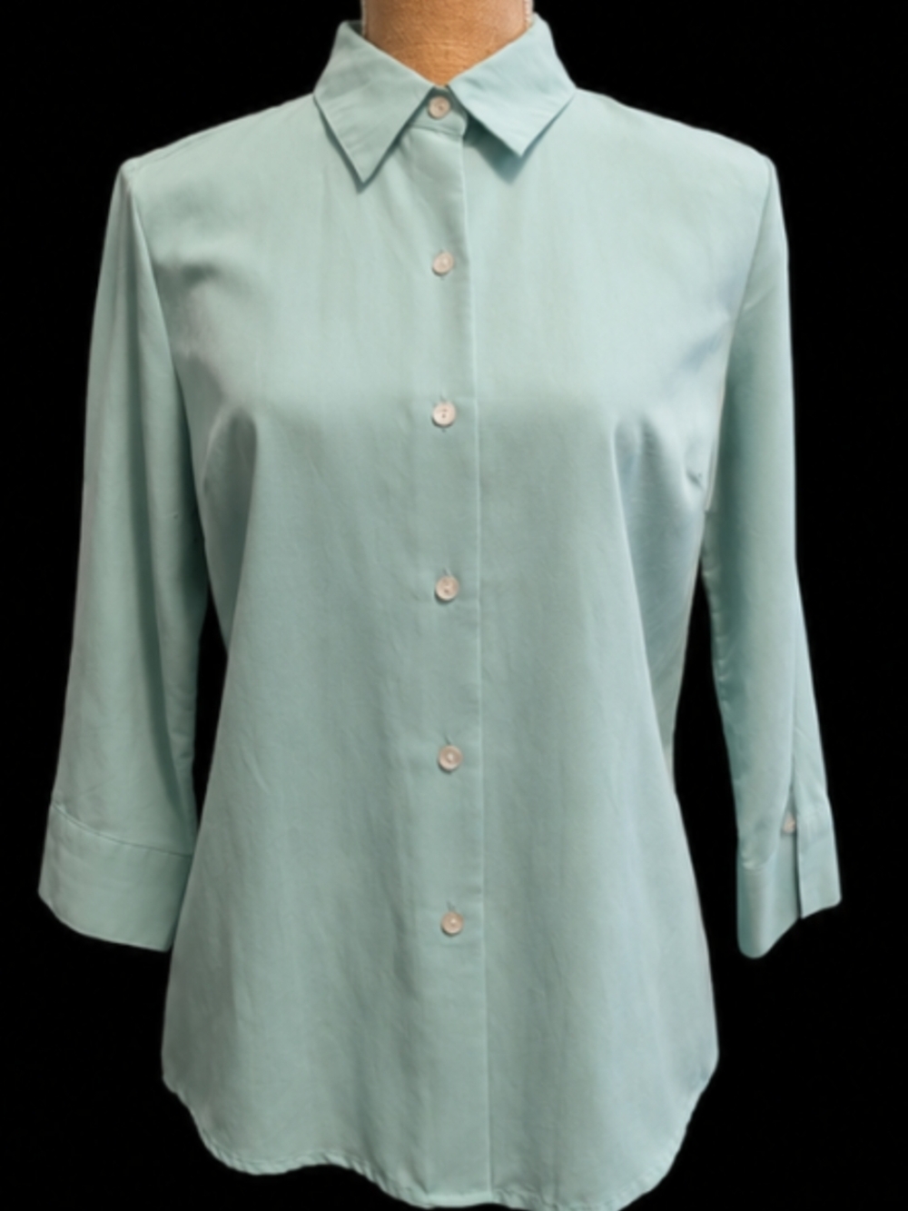 Charter Club Light Aqua Button-Front Blouse